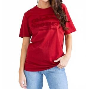 NEW GAMEDAY SOCIAL oklahoma sooners hansen brush comfort tee in red